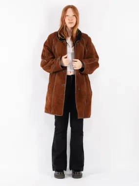 Vintage 80's Women Sheepskin Coat in Brown