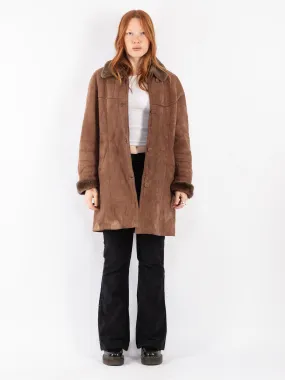 Vintage 90's Women Sheepskin Coat in Brown