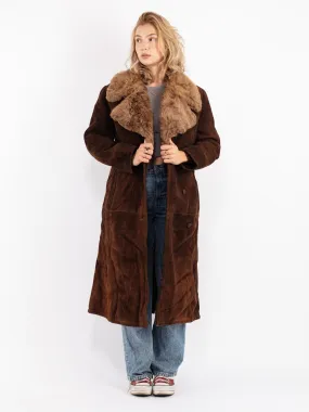 Vintage Women Sheepskin Coat in Brown