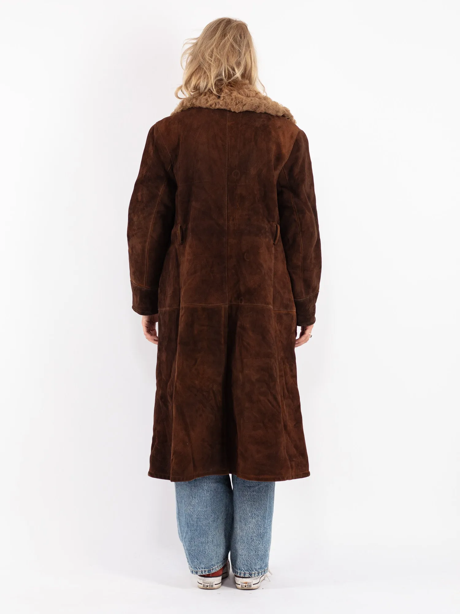 Vintage Women Sheepskin Coat in Brown