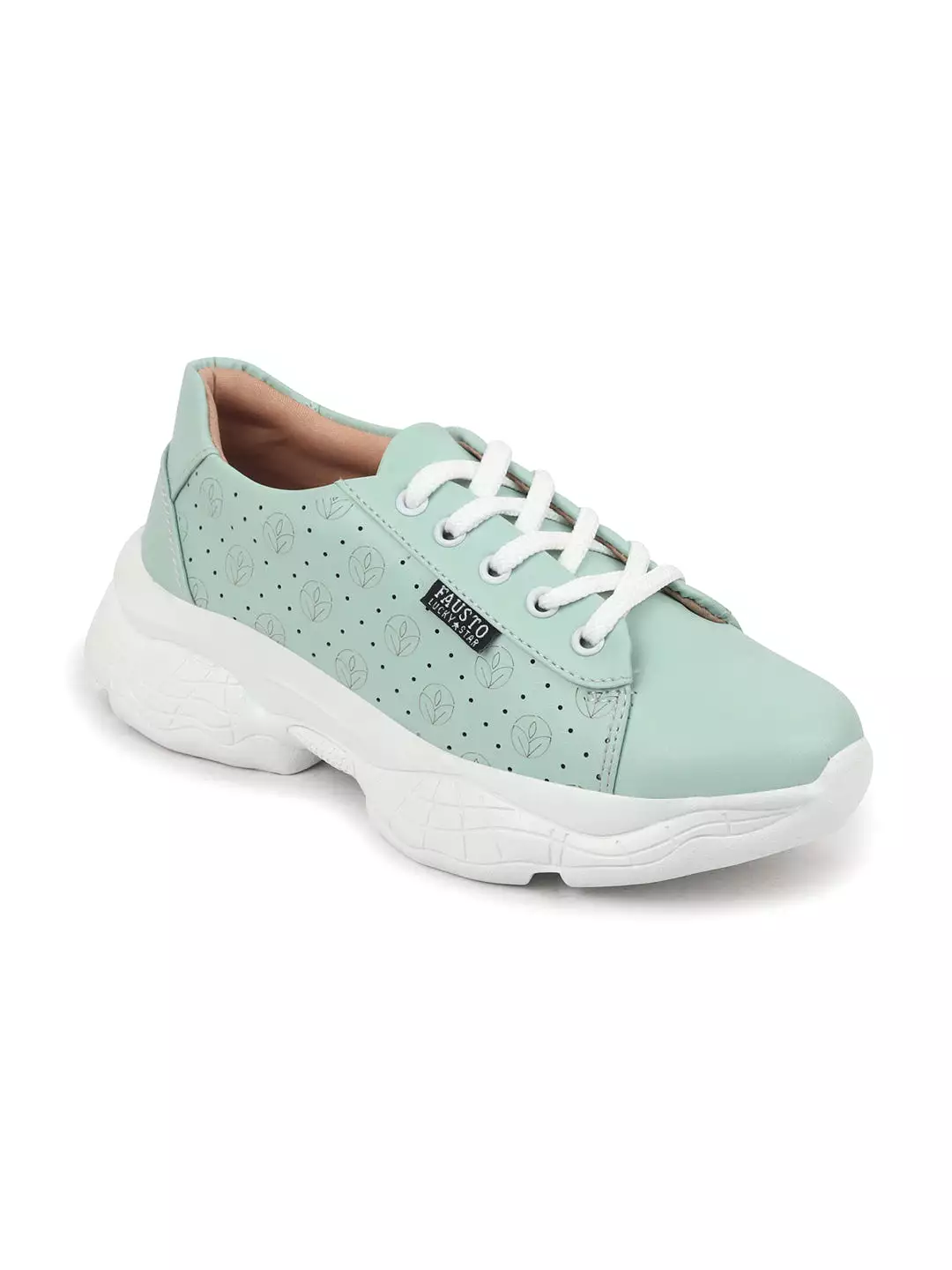 Women Green Lace Up Casual Trendy Sneakers