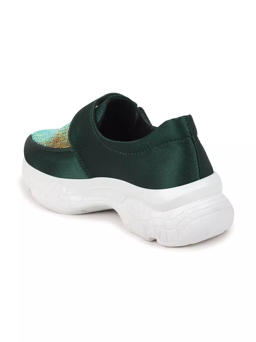 Women Green Stylish Slip On Sneakers