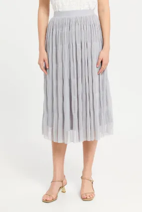 Women Grey Pleated Skirt