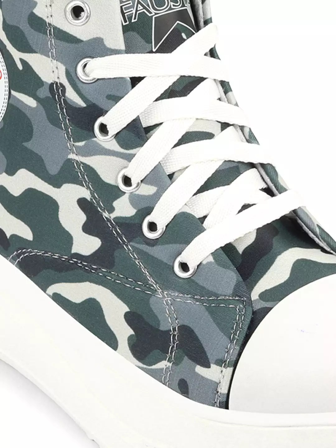 Women Military High Ankle Top Wedge Heels Camouflage Print Canvas Lace Up Sneakers Shoes