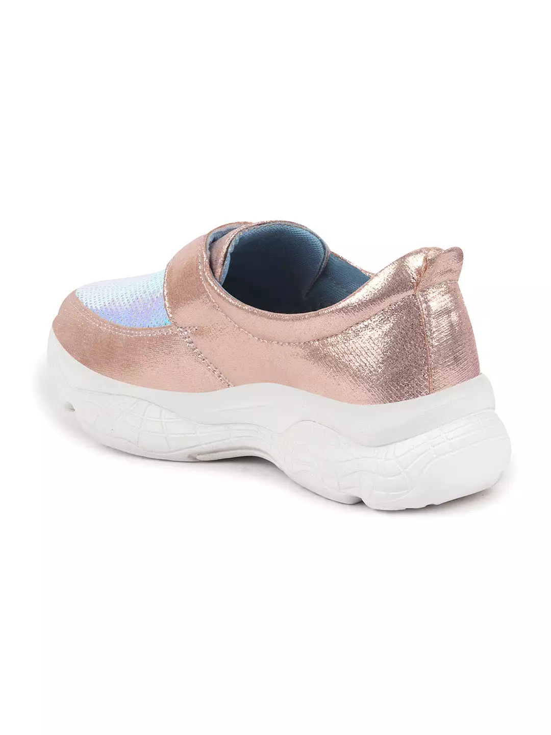 Women Pink Stylish Hook & Loop Sneakers