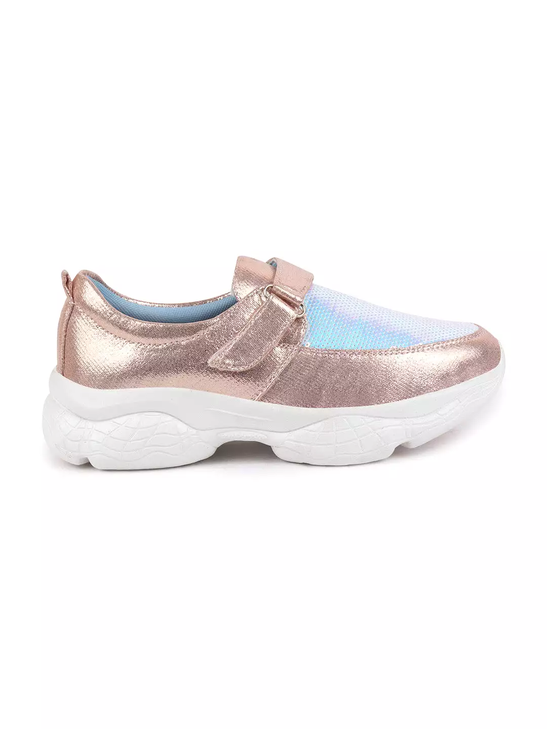 Women Pink Stylish Hook & Loop Sneakers