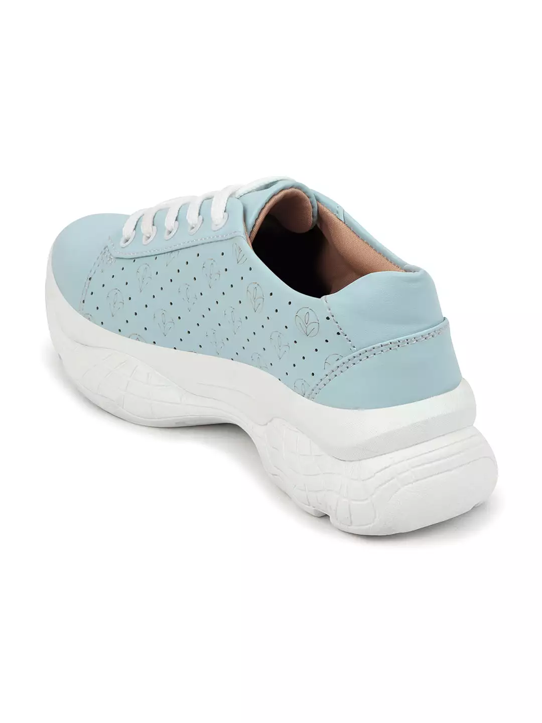 Women Sky Blue Lace Up Casual Trendy Sneakers