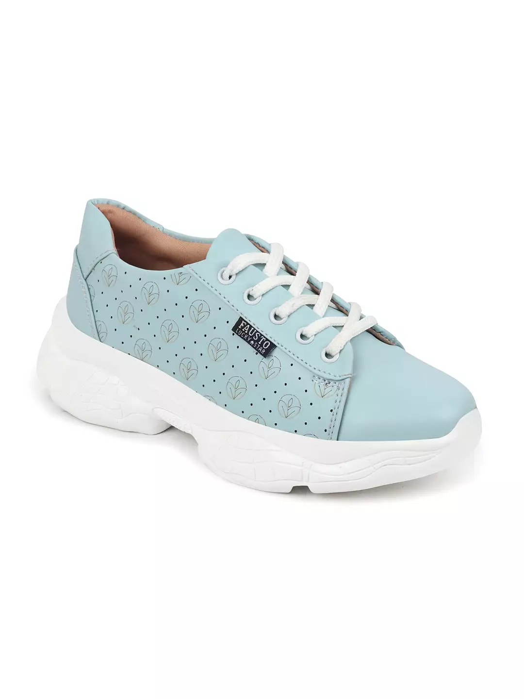 Women Sky Blue Lace Up Casual Trendy Sneakers