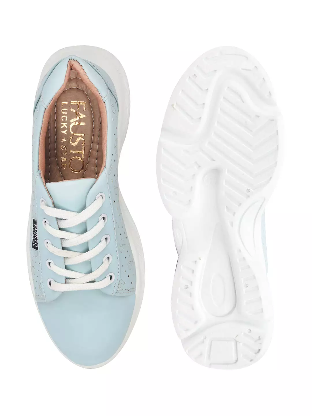 Women Sky Blue Lace Up Casual Trendy Sneakers