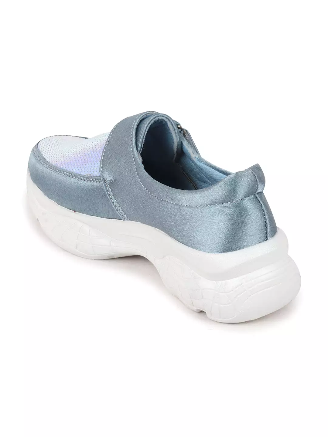 Women Sky Blue Stylish Slip On Sneakers