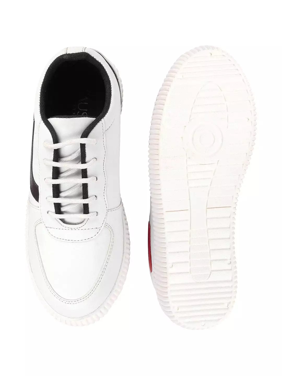 Women White Lace Up Sneakers