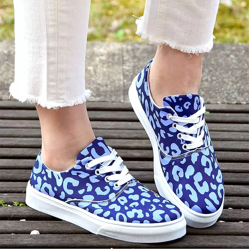 Women's Fashion Casual Daily Print Lace-up Flat Sneakers