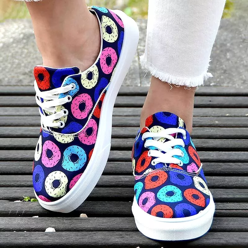 Women's Fashion Casual Daily Print Lace-up Flat Sneakers