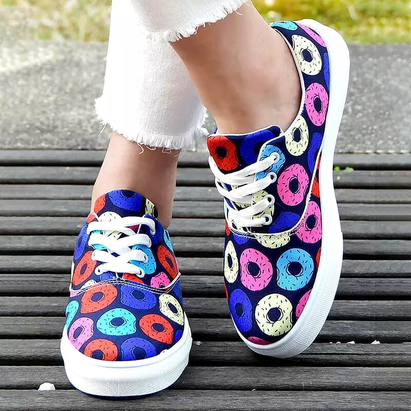 Women's Fashion Casual Daily Print Lace-up Flat Sneakers