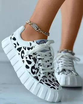 Women's Fashion Outdoor Color-Blocking Lace-up Canvas Sneakers